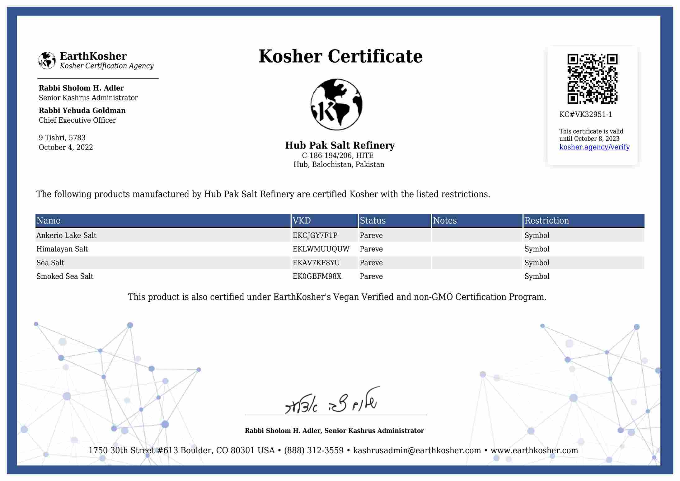 kosher Certificate